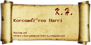 Korcsmáros Harri névjegykártya